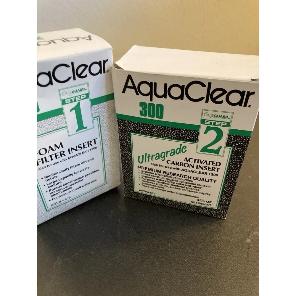 AquaClear 300‎ Cycle Guard Foam Filter Insert + Ultragrade Carbon Insert NOS